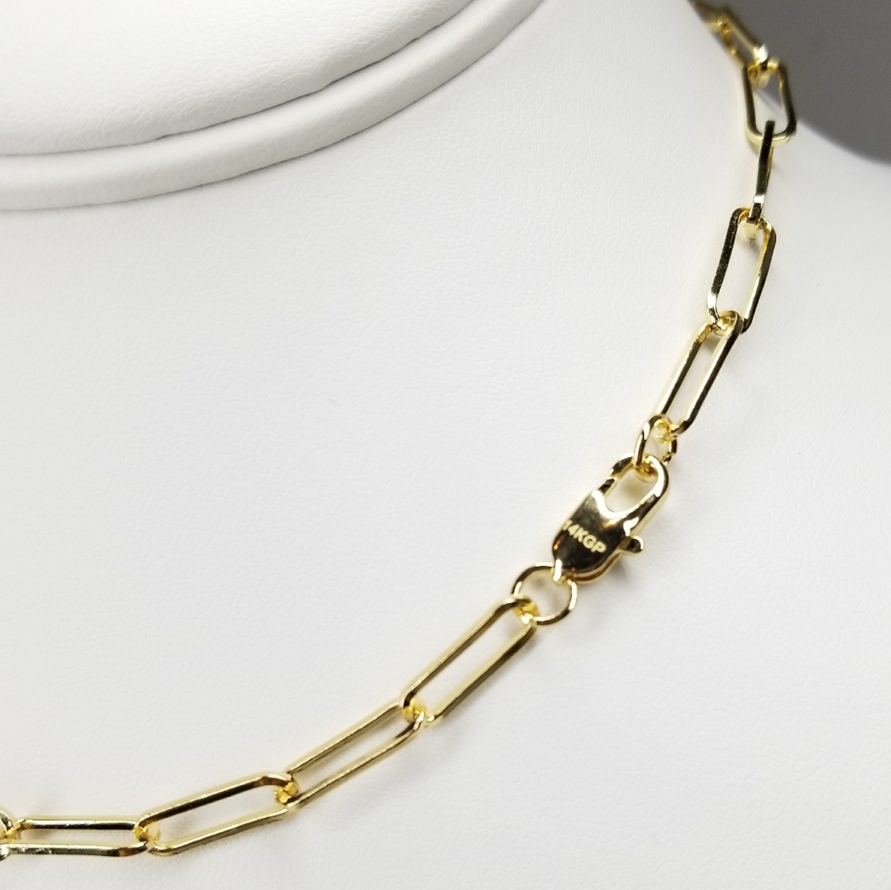 NEW 14K Gold Paperclip Chain Necklace Choker - Picture 6 of 8